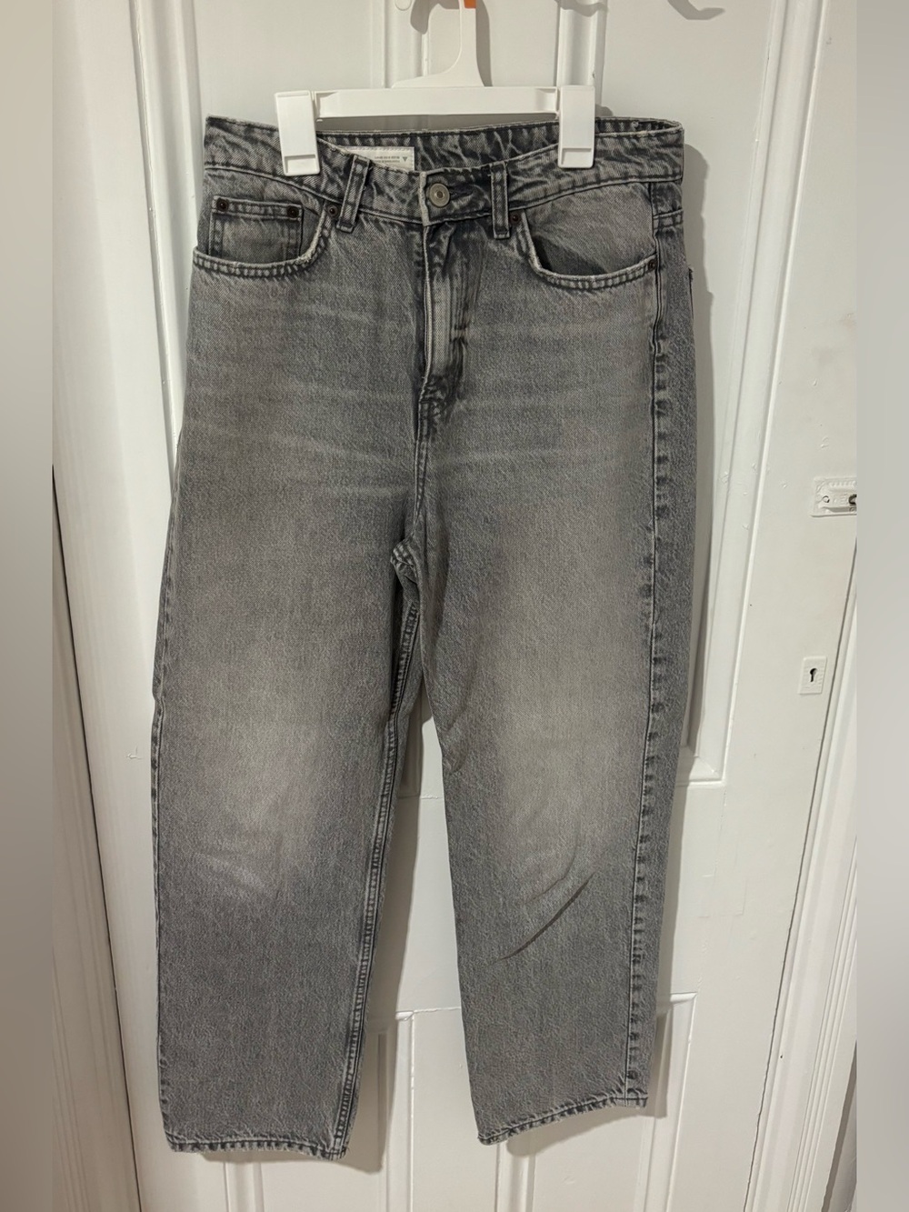 Zara Gray Washed Straight Jeans